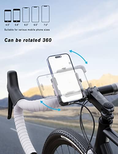 Eowihor Држач За Телефон За Велосипеди, Држач За Телефон За Мотоцикли, 1s Брзо Ослободување, Ротација Од 360°, Прилагодлив Дизајн