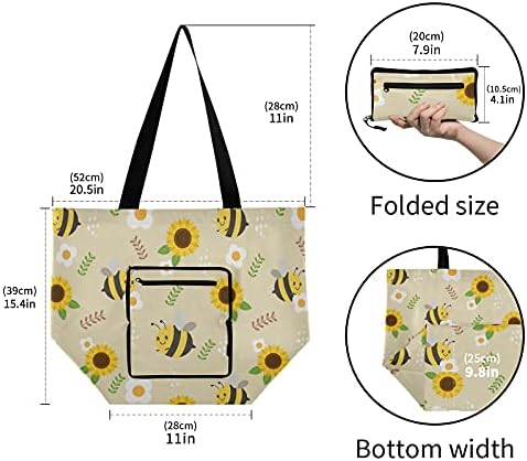Пчела сончогледово преклопено рамо торбичка торба за еднократна употреба на намирници, тешка школа торба за купување торба за спортски багаж за