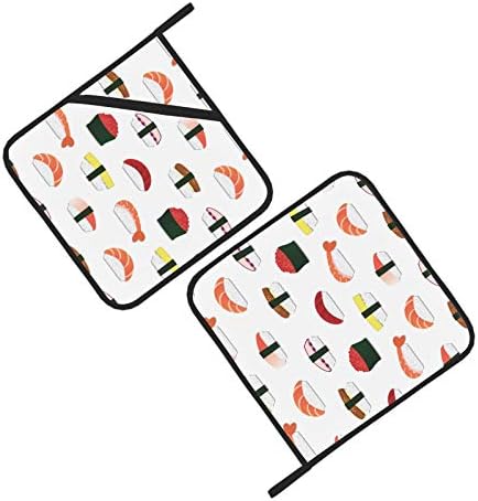 Јапонски суши Јапонија за храна Потидер јамки отпорен на топлина отпорен на топлина Мат 2 парчиња држачи за садови за рерна 8 × 8 инчи за готвење