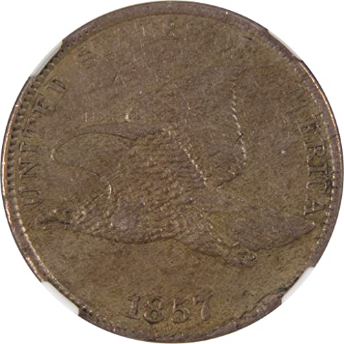 1857 Летечки орел цент Au 55 NGC Copper-Nickel Penny Coin Sku: I2881