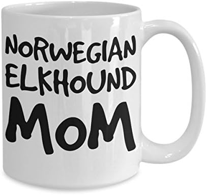 Норвешка Елхунд мама кригла - Бела 11oz керамички чај кафе - совршена за патување и подароци