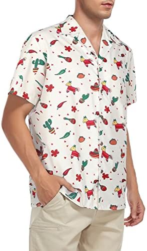 Зандо печати кратки ракави Хавајски кошула за мажи цветно копче надолу со кошула Регуал одговара на обичните кошули со кошула Алоха