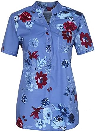 Женска Кошула Со Копчиња Памучни Цветни Врвови Со Кратки Ракави Летни Блузи За Жени Модна Кошула Блузас Де Мода 2023