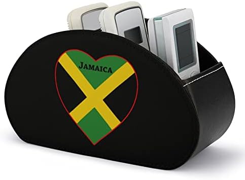 Држач за далечински управувач со знаме на Јамајка со 5 оддели PU кожа Мултифункционално складирање Caddy Desktop Организатор кутија