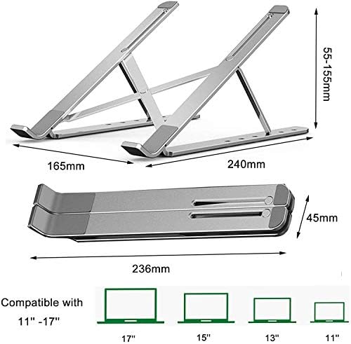 Стенд на лаптопот за прилагодување на бирото за прилагодување на висината на висината на висината, со 6 агли Висина Алуминиумска легура на лаптопот,