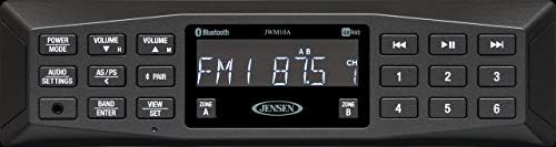 Jensen JWM10A AM/FM | AUX | Bluetooth | СТАН Подготвени Wallmount Стерео, 4x 6W, 30 Програмабилни Станица Поставувања, Добива Bluetooth