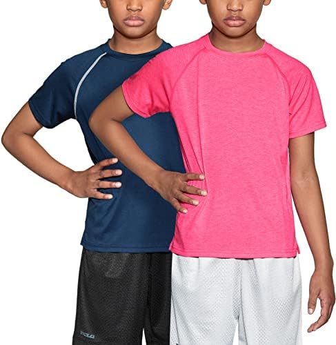TSLA 1 или 2 пакувања Детска младинска маица, кошули за вежбање во салата за спорт, атлетски маици со краток ракав