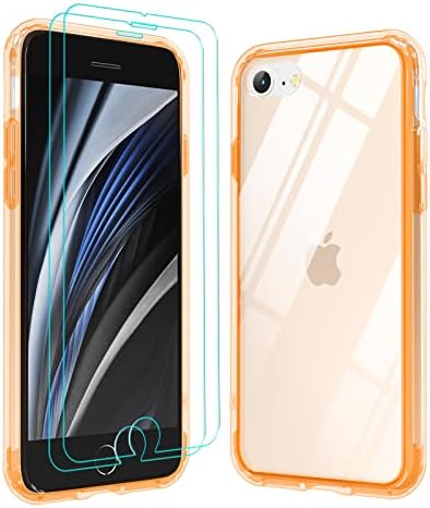 Case Jaroco Case за iPhone SE 3/2, iPhone 8/7 Case 4.7 , не -жолти шок -отпорен со [2xtempered стаклен екран заштитник] Тенок тврд компјутер