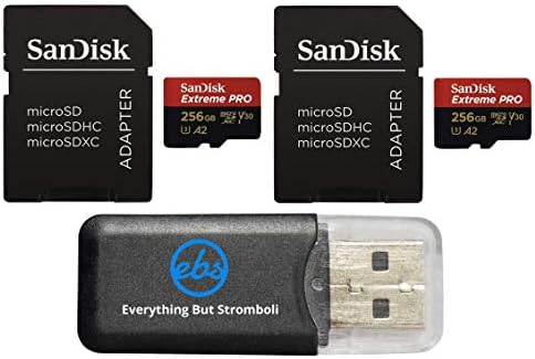 Sandisk 256gb Micro SDXC Екстремни Про Мемориска Картичка Работи Со GoPro Херој 8 Црна, Макс 360 Cam U3 V30 4k Класа 10 Пакет Со Сѐ, Но Stromboli MicroSD Читач