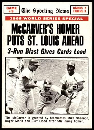 1969 Топпс # 164 1968 Светска серија - Игра # 3 - Хомер на МекКарвер го става Сент Луис пред Тим МекКарвер/Курт Поплава/Роџер Марис Сент Луис/Детроит кардинали/Тигерс екс кар