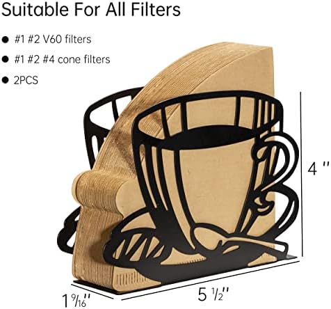 2 PCS Coffee Filter Holder,Coffee Paper Storage Coffee Filter Paper Container Stand for Fan-shaped,T- shaped,Square-shaped Over Paper Filters,Good