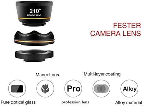 WSSBK HD Universal 3 во 1 Комплети за леќи за телефонски фотоапарати 210 степени риба леќи за очи 0,6x широк агол 15x макро леќи за повеќето