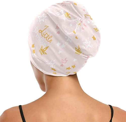 Capвездите на капачето за спиење крунисаа принцеза сатен наредени памучни памучни слаби череп капа за череп ноќно капаче за коса за жени розова