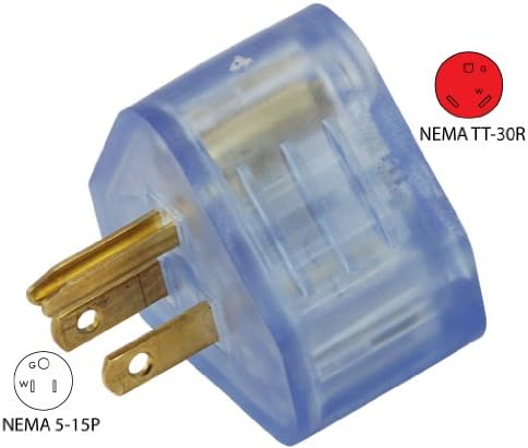 Conntek 14101-LT 15-AMP машки приклучок до 30-AMP RV Femaleенски конектор со моќност на неонска светлина