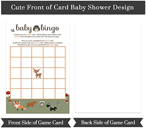 Хартија умен забава Вудленд бебе туш бинго картички за игри Пополнете претпоставки за подароци - сет со големина 4x6