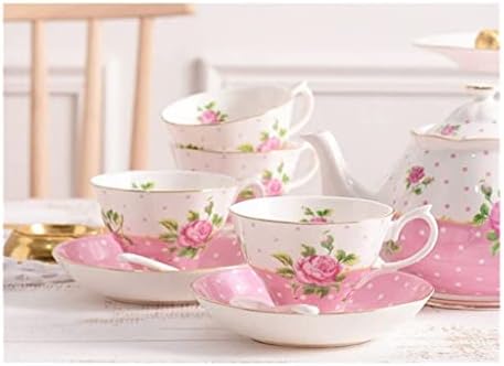 Розова розова шема гроздобер керамички кафе чаша чајник чајник сет кула попладневни чај прибор чајници