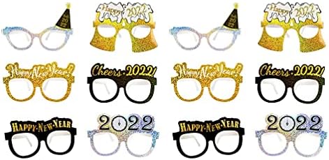 Подароци за предци за подароци од 12 парчиња Среќна Нова Година на очила за очила за очила за сјајни очила Нова Година Ева Смешни очила за очила за 2022 година Нова Год?