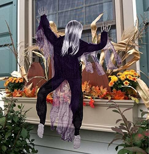 Ајдск Ноќта на вештерките Качување на зомби украси на отворено, 63 Застрашувачки виси дух за wallид, прогонувана куќа на отворено