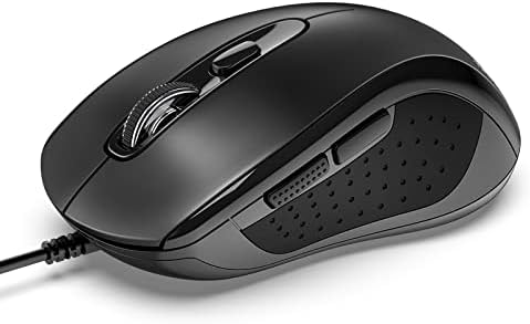 TECKNET Жичен Глушец, USB Жичен Компјутерски Глушец, 3600dpi 4 Прилагодливи Нивоа, Ergономски Глувци Со 6 Копчиња, Домашен И Канцелариски