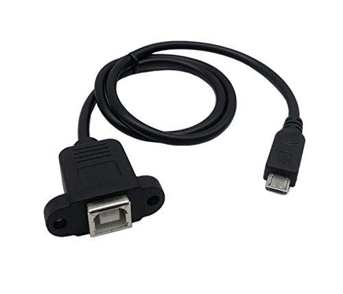 Cerxian 50cm Микро USB 5pin Машки ДО USB Тип Б 2.0 Женски Продолжен Панел Монтирање На Податоци И Кабел За Полнење Со Дупки За Завртки