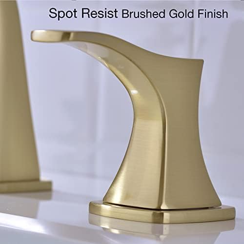 8 инчи четкана златна бања тапа 2 рачка 3 дупки широко распространети водопади суета мијалник за мијалник, монтирана, вклучен