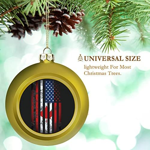 Американски канадско знаме Божиќни украси за божиќни топка, распрскувани за Божиќно дрво што висат украси слатки