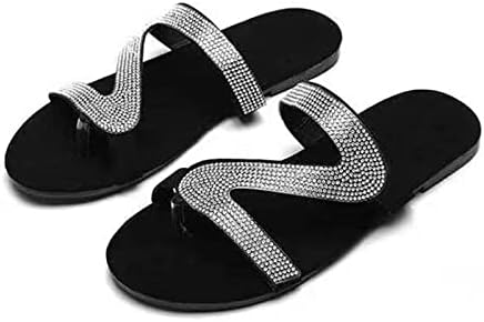 Севчани за женски ринестони мода плус големина рамна римска сандали платформа Флип апостолки се лизгаат на обувки за водни чевли