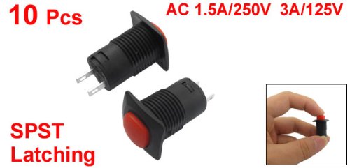 UXCELL A12081400UX0324 копче за заклучување на копчето SPST AC 125V/3 засилувач, 1,5 засилувач/250V, 10 парче, црвено