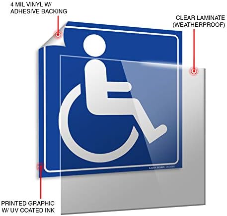 Налепница за пристап до инвалидска количка за хендикеп / инвалидска количка 6 x 6 - Трајно самостојно лепило 4 Mil vinyl - ламиниран - отпорен