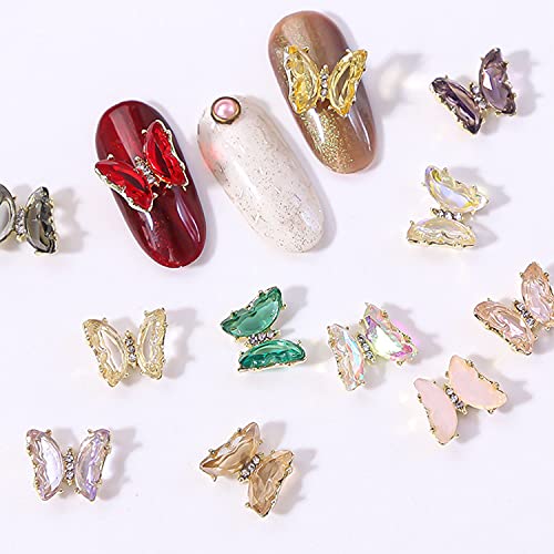 Wookoto 24pcs циркон пеперутки 3Д привлечни нокти за ноктите уметност 3Д луксузни легури за нокти додатоци за чаршии за ноктите за ноктите