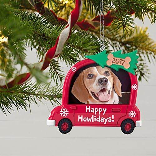 Hallmark Keepsake 2017 Среќни завивања! Рамка за слика на кучиња датира Божиќен украс