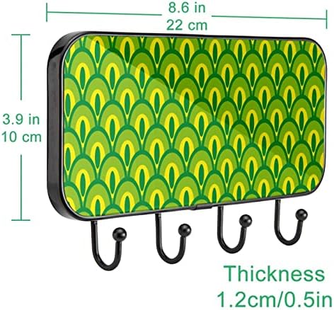 Зелен Паун Опашка Шема Печатење Палто Решетката Ѕид Монтирање, Влезот Палто Решетката со 4 Кука За Капут Капа Пешкир Чанта Облека Бања