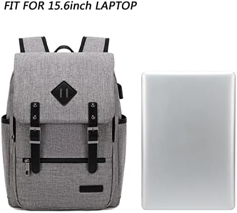 КЈАЛУ Лесен Секојдневен Ранец За Лаптоп со USB Порта за Полнење За Мажи И Жени, Училишна Чанта За Колеџ-Сива Боја