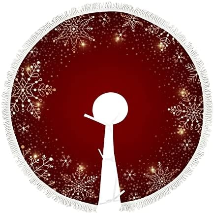 КСОЛАР 48 инчен Голема Елка Здолниште Мат Божиќни Златни Снегулки, Новогодишни Украси За Зимска Забава Празник Нова година Со Ресни