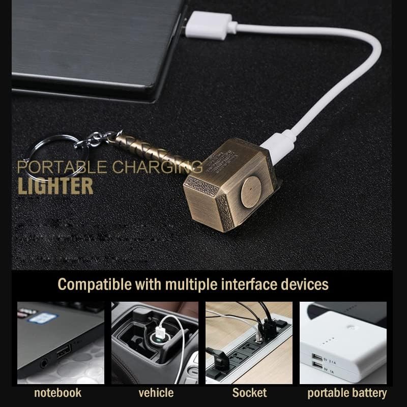 Метал Хамер Електронски запалка, мини USB Полесен допир полесен допир двострана палење ветровиторово запален полесен лесен за мажи, сопруг, дечко