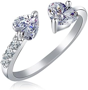 2023 Нов прстен циркон прстени жени сите накит срцев дијамант целосен прстен на тензор со отворена двојна големина