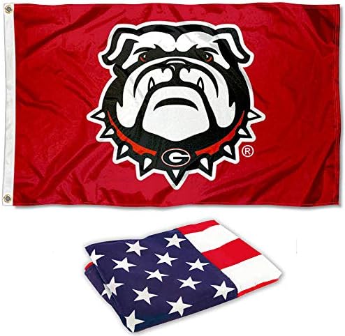 Georgiaорџија Булдогс Црвен Дагс знаме и сет на знамето на САД 3x5