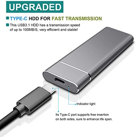 Wsgoo Надворешен Хард Диск 1tb Тип C USB3.1 ЗА КОМПЈУТЕР, Mac, Wii U, Xbox