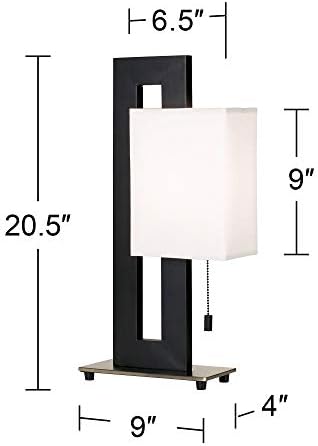 360 Осветлување лебдечки модерна ламба за табели со акцент 20 1/2 Висока црна метална отворена правоаголна рамка Бела квадратна кутија сенка за