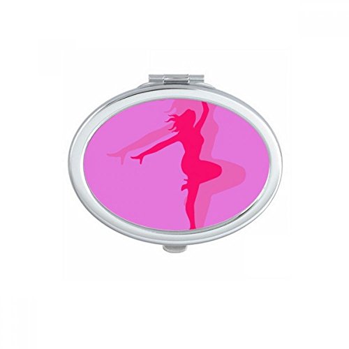 Розово дебело танцување балет девојче овално огледало преносно преклопено рачно шминка двојни странични очила
