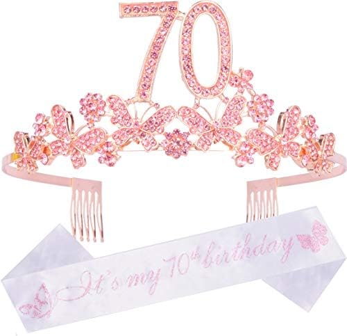 70 -ти роденден Тијара, 70 роденденска круна, 70 -ти роденденски подароци за жени, 70 -ти роденденски украси за жени, 70 -ти роденденски украси,