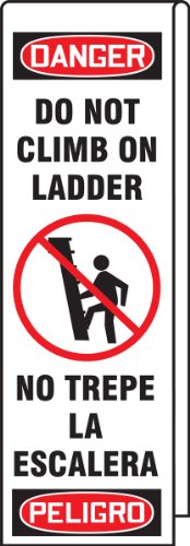 Accuform KLB761 SALDER SHIELD SHIELD, легенда „Опасност не се искачувајте на скалилата“, засилен винил со 10 унца со метални громи, ширина