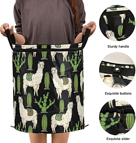 Симпатична ламас кактус се појавува алишта за перење алишта со капаци за перење на капакот со рачки што може да се сруши за складирање
