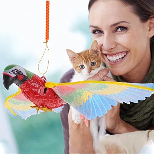 Ipetboom 1 сет симулација птица мачка играчка пластична летачка играчка играчка електрична папагал мачка играчка со звук смешно