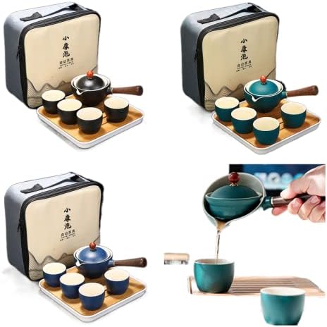 Керамички gongfu kung fu чај сет филтер за чаша чајник со дрвена рачка од автоматско садови за автоматско предење на отворено чај