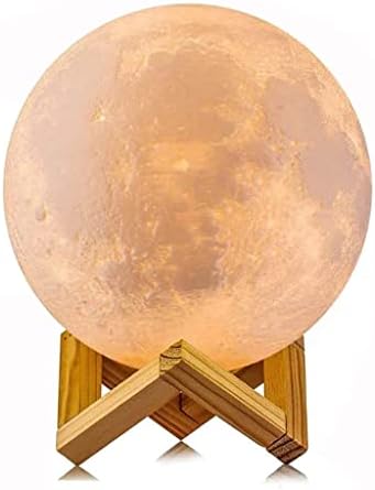 Месечината ламба со 3 бои LED ноќно светло со контрола на допир за контрола на допир и USB -полнење 3D печатење на месечината светло