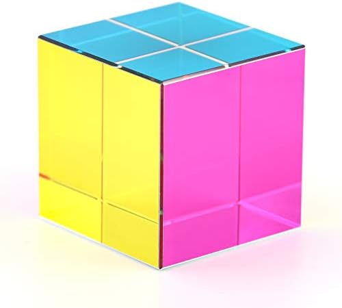 ZhuoChimall CMY Мешање коцка во боја 1,6 инчи CMYCUBE CRISTAL GLASS PRISM, RGB дисперзија призма, мулти-бои десктоп играчки Едукација