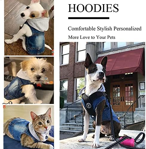Пет куче мачка облека фармерки со јакна со капаче од кученца, нос, качулка, сива капа, качулка, палта, класични облеки на мачки,