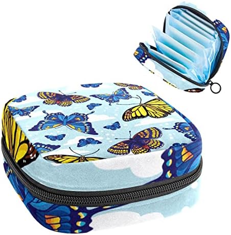 Период торба, санитарна торба за складирање на салфетка, држач за подлога за период, торбичка за шминка, беспрекорна шарена пеперутка сина