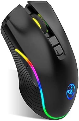 Atrasee Безжични Игри Глувчето Полнење 2.4 G RGB Компјутер Игра Глувчето со 3 Прилагодливи DPI, 7 Копчиња, 7 RGB Позадинско Осветлување Светла,